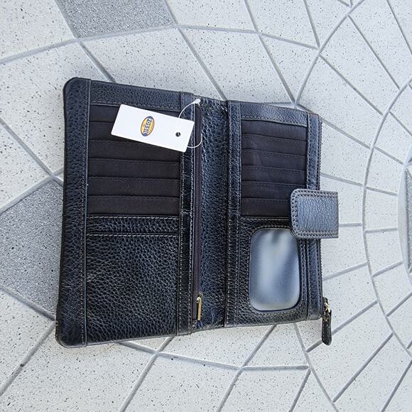 Fossil Emma Pebbled Leather Bi-Fold Wallet Clutch - Picture 7 of 12